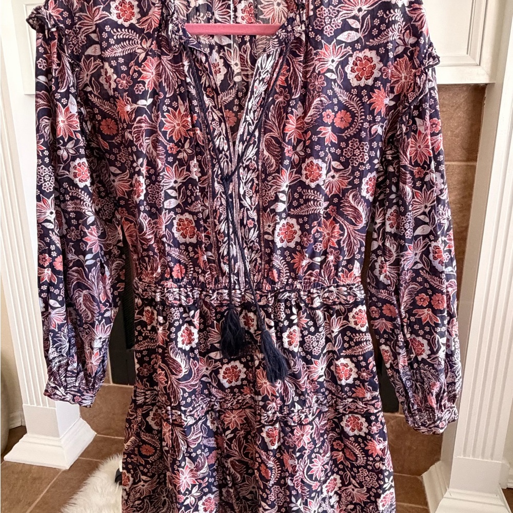 Chelsea & Violet Navy Floral Tie-Front Dress with Pink Accents